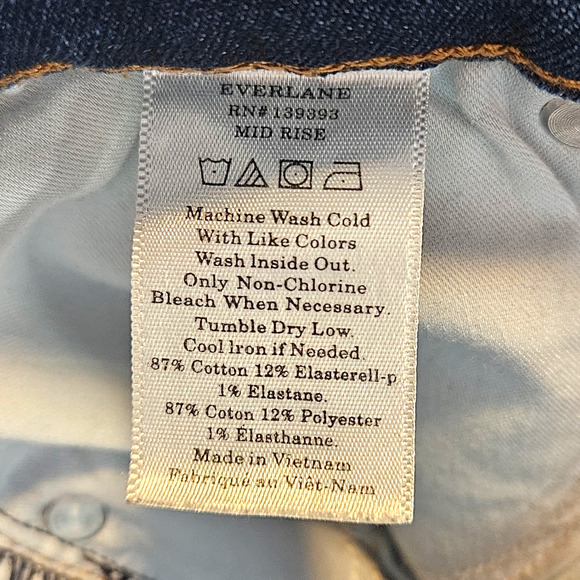 EUC Everlane Authentic Stretch Mid-Rise Skinny Jeans Sz. 27x28.50 Dark Blue Wash - Picture 6 of 10